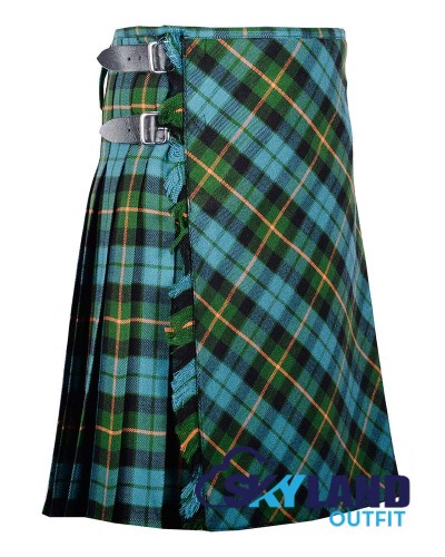 Gunn Ancient Tartan Kilt – 8 Yard Traditional Scottish Kilt with Bias Apron