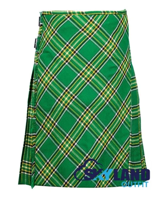 Irish Heritage Tartan Kilt – 8 Yard Traditional Scottish Kilt with Bias Apron Irish Heritage Tartan Kilt – 8 Yard Traditional Scottish Kilt with Bias Apron