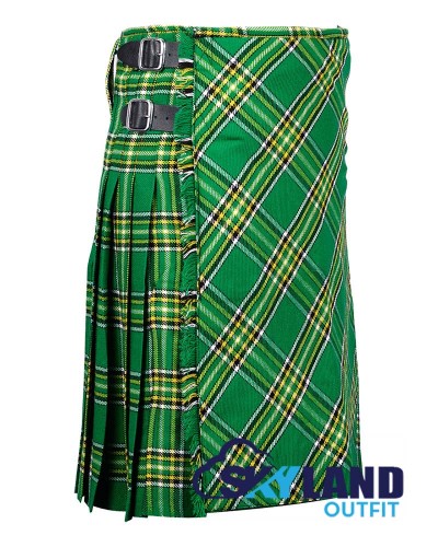 Irish Heritage Tartan Kilt – 8 Yard Traditional Scottish Kilt with Bias Apron