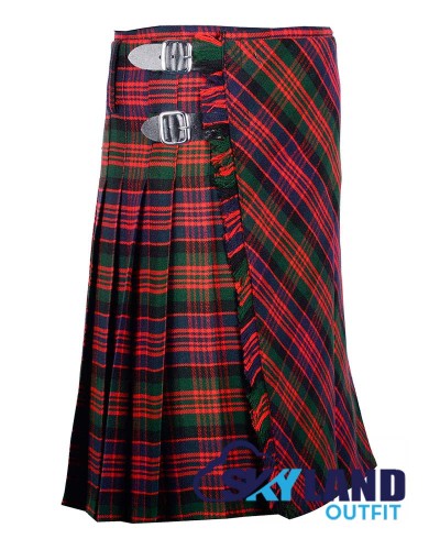 MacDonald Tartan Kilt – 8 Yard Traditional Scottish Kilt with Bias Apron