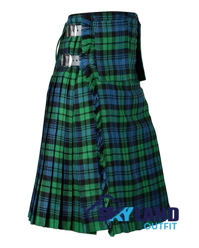 Campbell Ancient tartan Scottish 8-yard kilt with detachable pockets