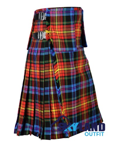 LGBT Pride Tartan Kilt | 8-Yard Scottish Kilt with Detachable Pocket