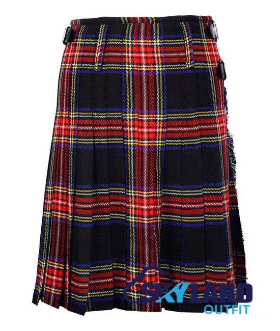 Scottish Black Stewart Tartan 8 Yard Kilt Traditional Kilts