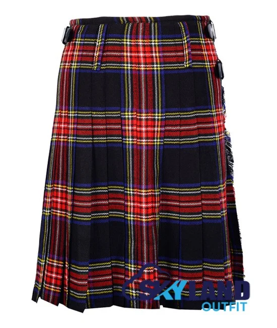 Black Stewart Tartan Scottish 8 Yard Kilt Traditional Highlander Kilts Black Stewart Tartan Scottish 8 Yard Kilt Traditional Highlander Kilts