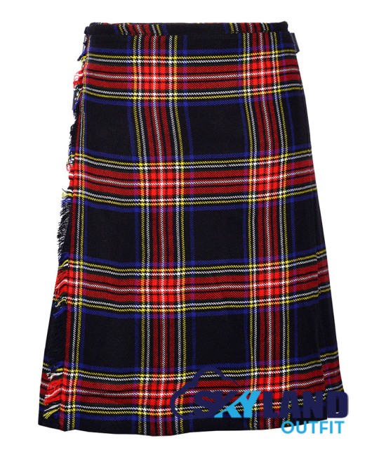 Scottish Black Stewart Tartan 8 Yard Kilt Traditional Kilts