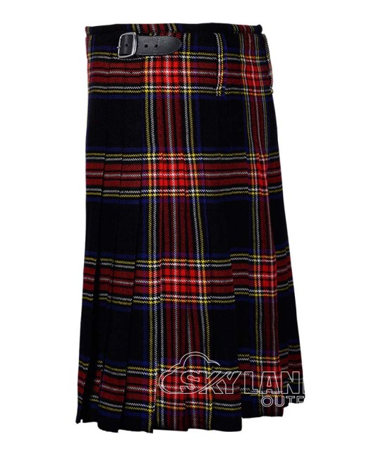 Black Stewart Tartan 8 Yard Scottish Kilt Traditional Highlander Kilts