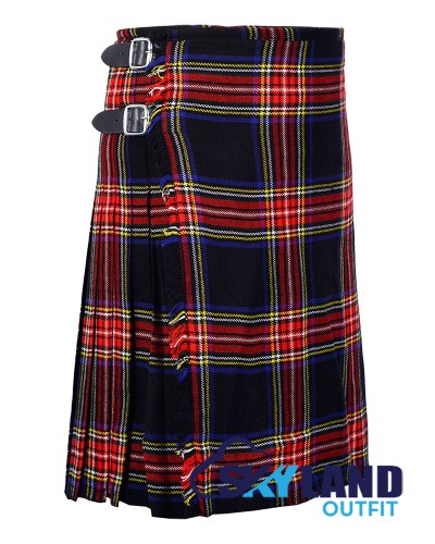 Black Stewart Tartan Scottish 8 Yard Kilt Traditional Highlander Kilts Black Stewart Tartan Scottish 8 Yard Kilt Traditional Highlander Kilts
