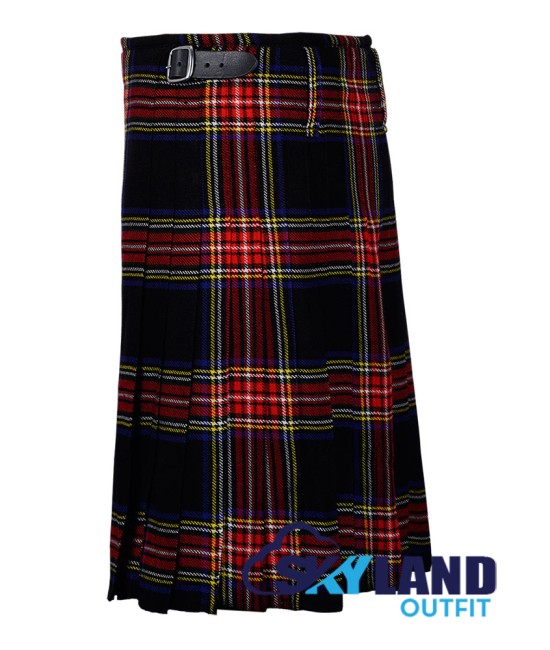 Scottish Black Stewart Tartan 8 Yard Kilt Traditional Kilts