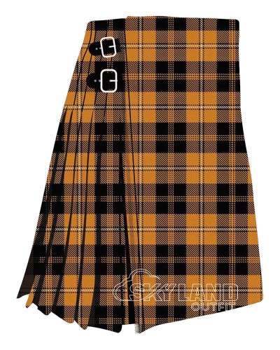 Johnstone Orange & Black Tartan 8 Yard Kilt - Clan Johnstone Bold Wool Kilts