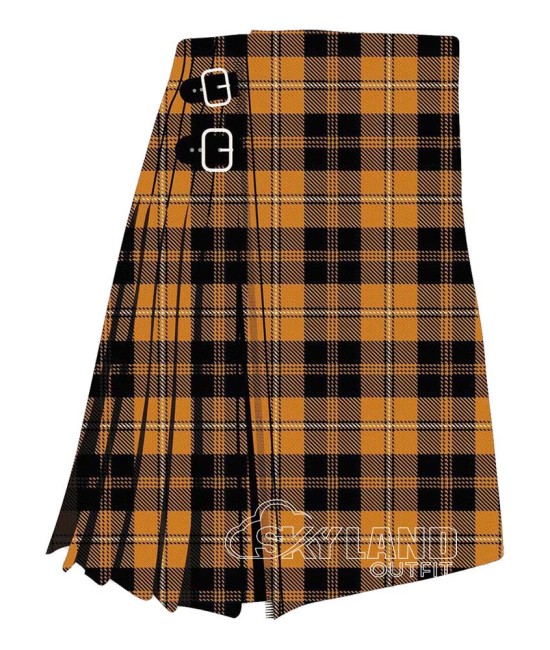Johnstone Orange & Black Tartan 8 Yard Kilt - Clan Johnstone Bold Wool Kilts