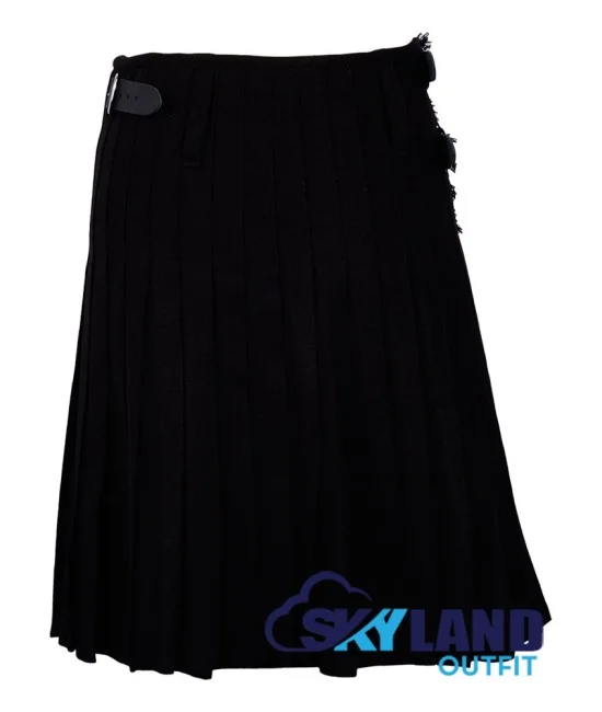 Solid Black Tartan Scottish 8 Yard Kilt Traditional Highlander Kilts Solid Black Tartan Scottish 8 Yard Kilt Traditional Highlander Kilts