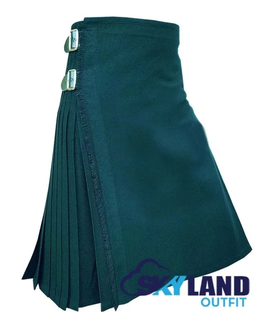 Scottish Solid Green Tartan 8 Yard Kilt Traditional Tartan Kilts Scottish Solid Green Tartan 8 Yard Kilt Traditional Tartan Kilts