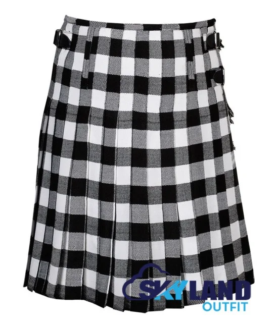 Scottish White, Black Rob Roy Tartan 8 Yard Kilt Traditional Kilts Scottish White, Black Rob Roy Tartan 8 Yard Kilt Traditional Kilts
