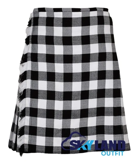 Scottish White, Black Rob Roy Tartan 8 Yard Kilt Traditional Kilts Scottish White, Black Rob Roy Tartan 8 Yard Kilt Traditional Kilts