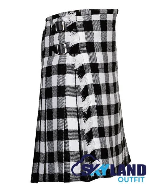 Scottish White, Black Rob Roy Tartan 8 Yard Kilt Traditional Kilts Scottish White, Black Rob Roy Tartan 8 Yard Kilt Traditional Kilts