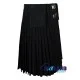 Black Wool Scottish 8-Yard Kilt with 3 Detachable Pockets