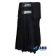 Black Wool Scottish 8-Yard Kilt with 3 Detachable Pockets