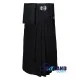 Black Wool Scottish 8-Yard Kilt with 3 Detachable Pockets