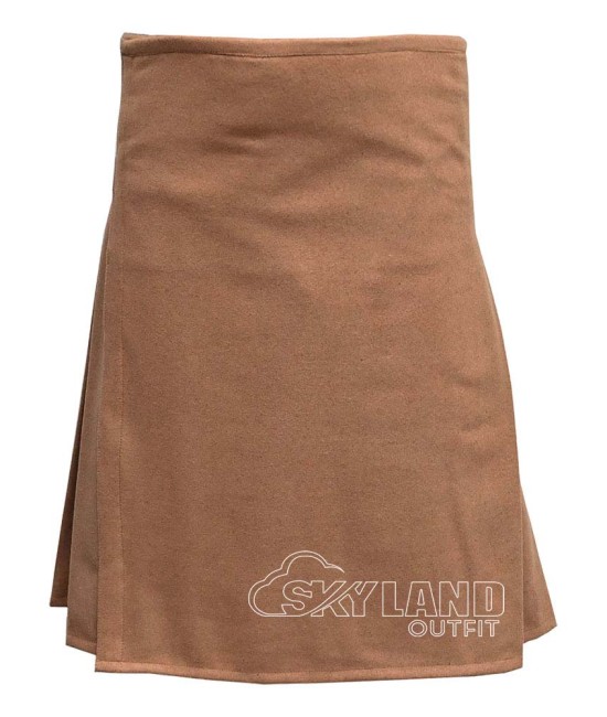 Khaki Wool 8 Yard Kilt – Hand-Tailored Men’s Scottish Kilts