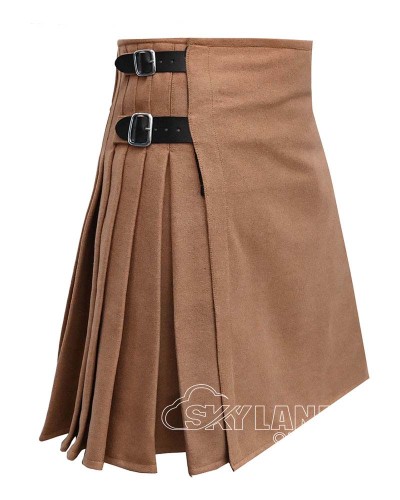 Khaki Wool 8 Yard Kilt – Hand-Tailored Men’s Scottish Kilts