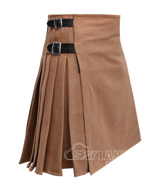 Khaki Wool 8 Yard Kilt – Hand-Tailored Men’s Scottish Kilts