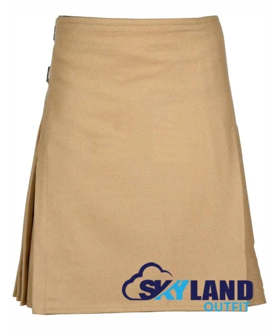 Men's Premium Quality Blazer Khaki Wool Kilt - Traditional 8-Yard Kilts