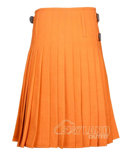 Orange Wool 8 Yard Kilt - Traditional Scottish Highland Kilts