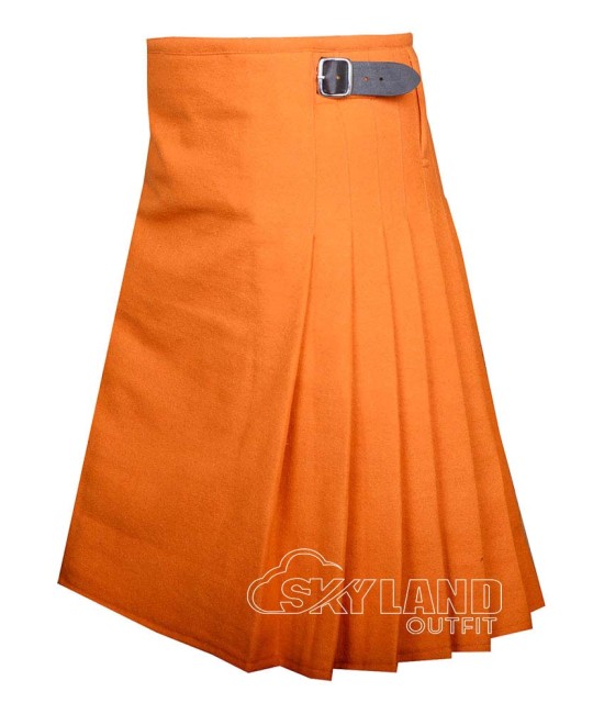 Orange Wool 8 Yard Kilt - Traditional Scottish Highland Kilts