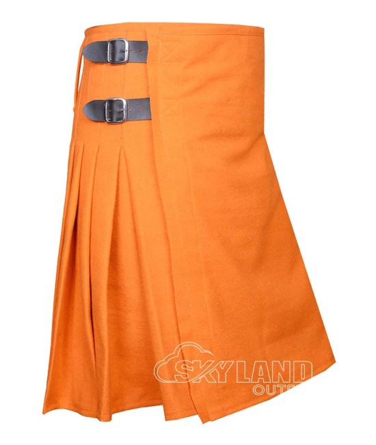 Orange Wool 8 Yard Kilt - Traditional Scottish Highland Kilts