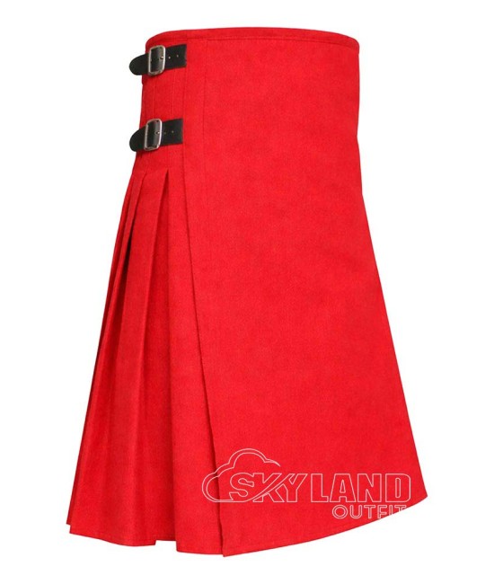 Red Wool 8-Yard Kilt | Premium Men's Hand-Tailored Scottish Kilt