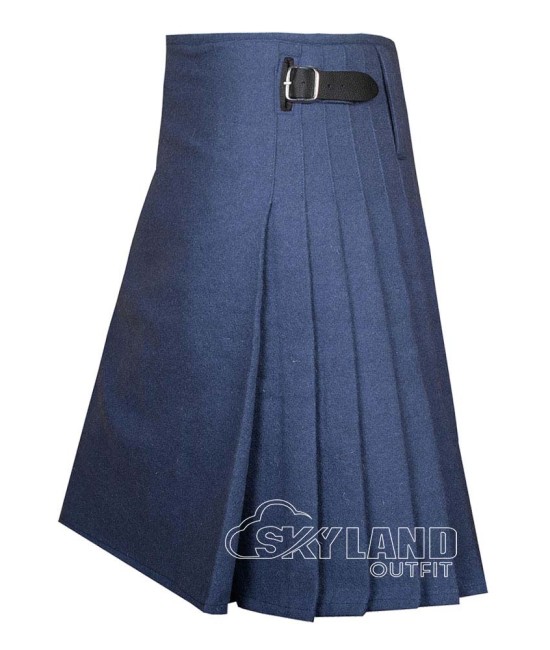 Smoking Blue Wool 8 Yard Kilt - Traditional Scottish Wear