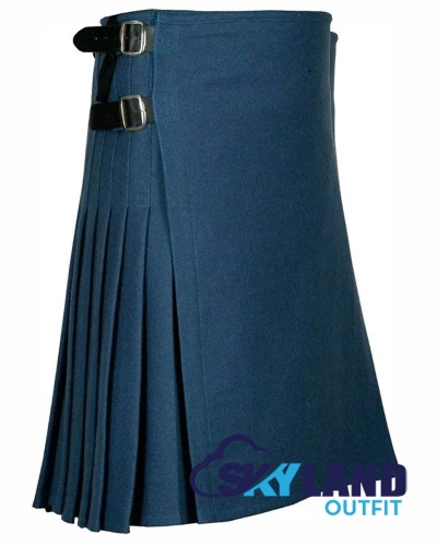 Men's Premium Quality Blazer Smoking Blue Wool Kilt - Traditional 8-Yard Kilts