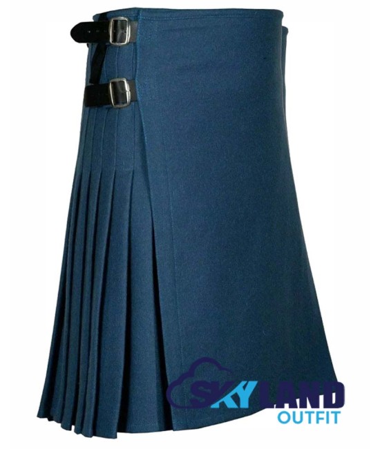 Men's Premium Quality Blazer Smoking Blue Wool Kilt - Traditional 8-Yard Kilts