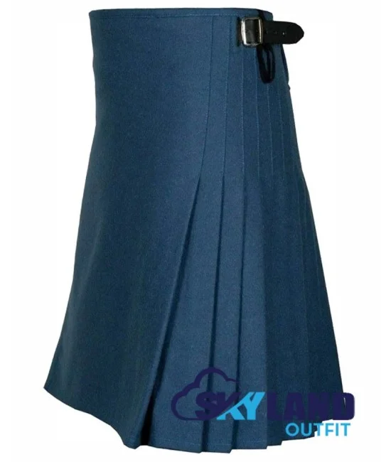 Men's Premium Quality Blazer Smoking Blue Wool Kilt - Traditional 8-Yard Kilts