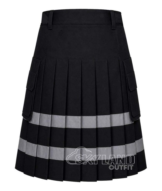 Black Firefighter Tactical Kilt | Hi-Vis Reflective Cotton Black Firefighter Tactical Kilt | Hi-Vis Reflective Cotton