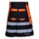 Black Orange Firefighter Utility Kilt | Reflective Tactical Cargo Black Orange Firefighter Utility Kilt | Reflective Tactical Cargo