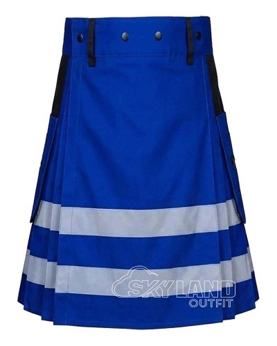 Blue Cotton Firefighter Utility Kilt | Reflective Tactical Cargo