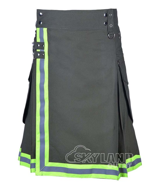 Olive Green Firefighter Utility Kilt | Cotton Work Kilts
