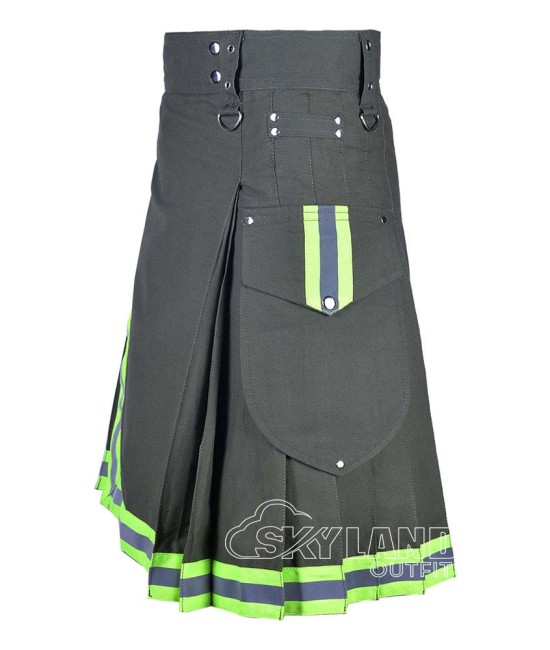 Olive Green Firefighter Utility Kilt | Cotton Work Kilts