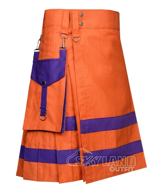 Orange & Purple Firefighter Utility Kilt | Tactical Work Kilts