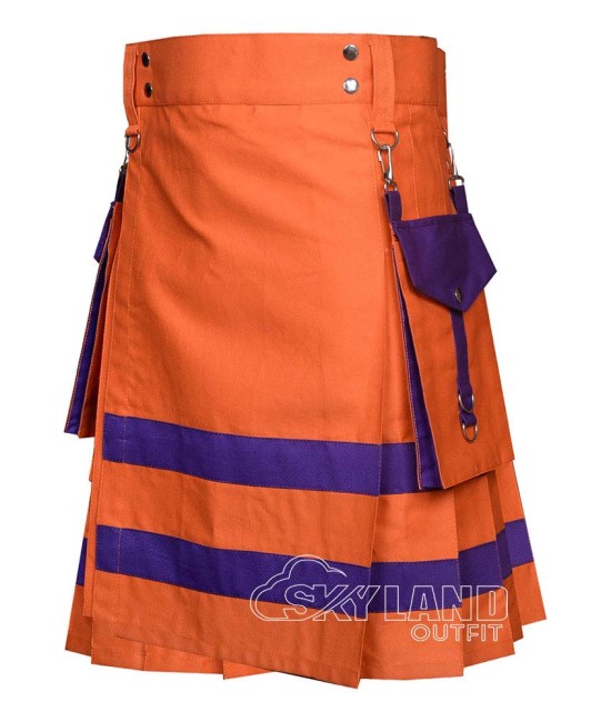 Orange & Purple Firefighter Utility Kilt | Tactical Work Kilts