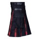 Hybrid Utility Kilts - Black Cotton & Black Stewart Tartan Kilt