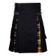 Hybrid Utility Kilts - Black Cotton & Buchanan Tartan Kilt