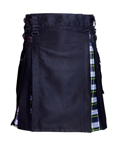 Hybrid Utility Kilts - Black Cotton & Dress Gordon Tartan Kilt for Men Hybrid Utility Kilts - Black Cotton & Dress Gordon Tartan Kilt for Men