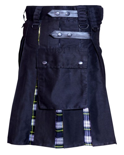 Hybrid Utility Kilts - Black Cotton & Dress Gordon Tartan Kilt for Men