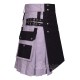 Black Grey Cotton Hybrid Utility Kilt | Reflective Tactical Cargo