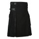 Hybrid Utility Kilts - Black Cotton & Grey Watch Tartan Kilt