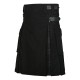 Hybrid Utility Kilts - Black Cotton & Grey Watch Tartan Kilt