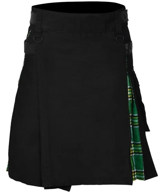Hybrid Utility Kilts - Black Cotton & Irish Heritage Kilt Hybrid Utility Kilts - Black Cotton & Irish Heritage Kilt