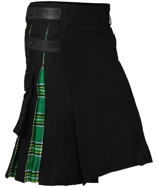 Hybrid Utility Kilts - Black Cotton & Irish Heritage Kilt Hybrid Utility Kilts - Black Cotton & Irish Heritage Kilt
